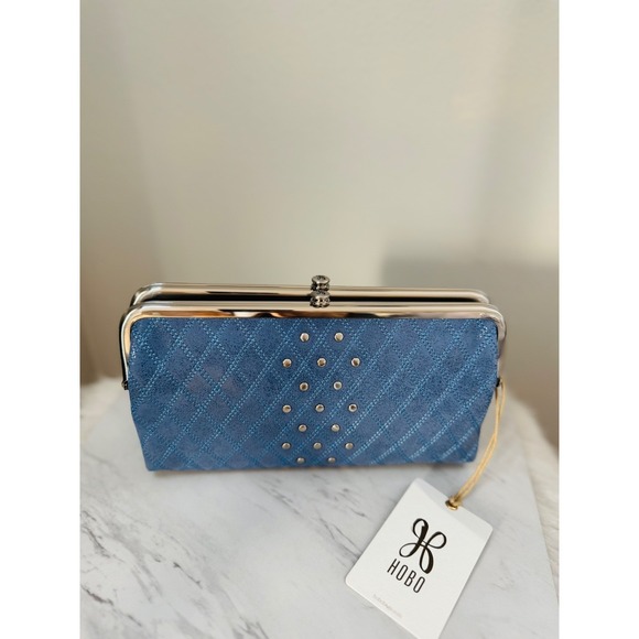 Hobo Lauren Clutch-Wallet in Buffed Leather, Blue Azure, NWT - Picture 3 of 16